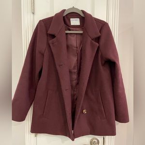 Old Navy Pea Coat Jacket Blazer Maroon Buttons Small